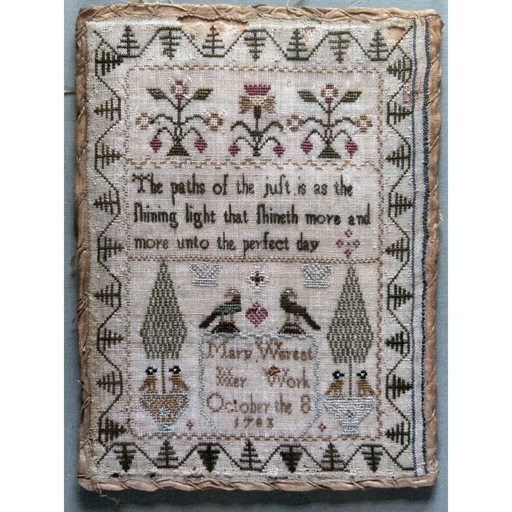 Modern Folk Embroidery Sampler Chart Mary Wereat 1783 Pattern & DMC Floss Lot